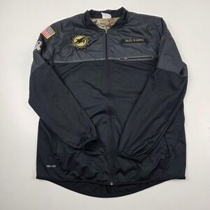 Miami Dolphins Jacket Mens XL Black NFL Football Nike Salute To Service Dri Fit